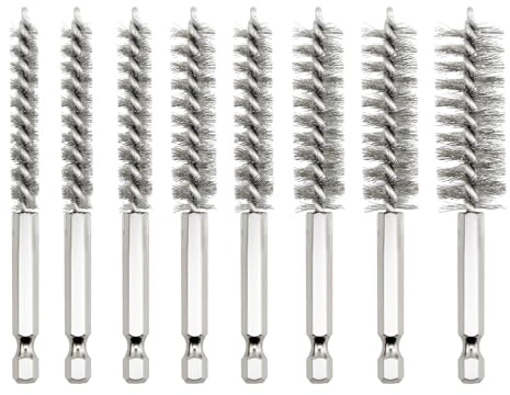 MISIQIMA 8 Stück Drahtbürste Bohrmaschine, 304 Edelstahl Zylinder Drahtbürste Rund, Zylinderbürste Set mit Sechskantschaft, für Polieren, Schleifen, Entrosten und Entgraten (8/9/10/11/13/15/17/19 mm)