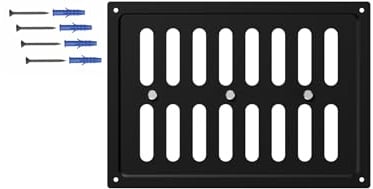 DEMLOU Rejilla de Ventilación Regulable 24x17 cm Rectangular – Acero Galvanizado Negro RAL 9005 con Mecanismo de Apertura y Cierre – Para Paredo o Techo.