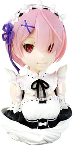 NFsgVCGJ Rem Anime Action Figure Statue Cartoon Toy Collectible Decoration, Cat Ear Rem Ram Bust Ornament Character PVC Figurine Model Gift 8.7 (C)