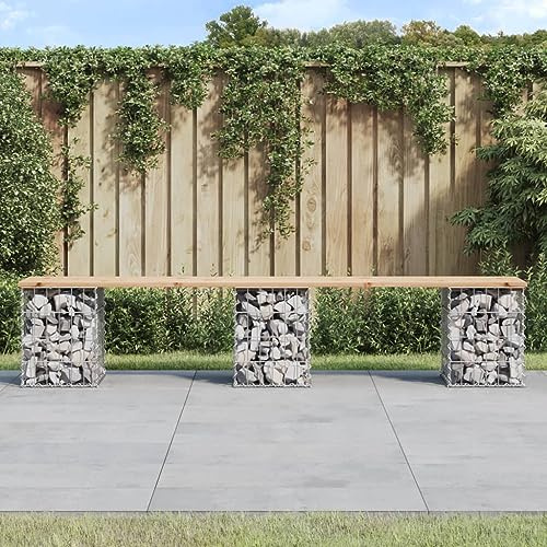 Frdhee Banc de jardin, banc de camping, banc de jardin en gabions, 203 x 31 x 42 cm, en pin massif, pour terrasses, balcons, extérieur, montage facile