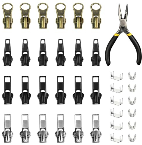 Reisverschlussreparaturset 114 Stück Reisverschlussreparatur Set | Reißverschluss Stopper Endstück Reißverschluss Ersatzteile mit Oberschneidezange