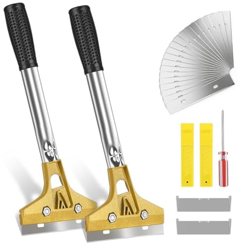 ITClosud 2 Stück Reinigungsklinge Schaber mit 20 Ersatzklingen, Tapetenschaber mit Gummigriff, Tapetenentferner Set mit SchutzhüLle, Für Alle Arten von WandoberfläChen, Beton, Glas