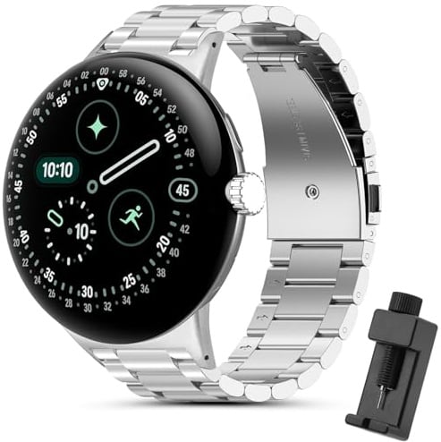 SenMore Metall Armband kompatibel mit Google Pixel Watch 3 45mm/Watch 4 45mm, Edelstahl Einstellbar Ersatzarmband für Damen Herren.(Keine Hosts)