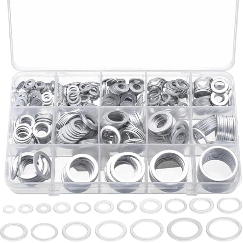VIVIIHOO 560 Stück Dichtring Ölablassschraube Dichtung Set, Kupferdichtringe Sortiment & Unterlegscheiben Set aus Aluminium, M6-M24 Flachdichtungsset für Auto, Industrie, Haushalt