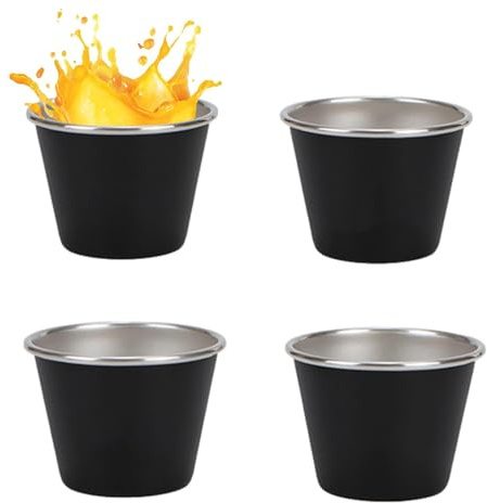 Chasse à café en métal, verres à shot de camping | Lot de 4 tasses à vin en plein air en acier inoxydable, à boire de 50 ml, tasses à thé de voyage dans des sacs de lettre en paire