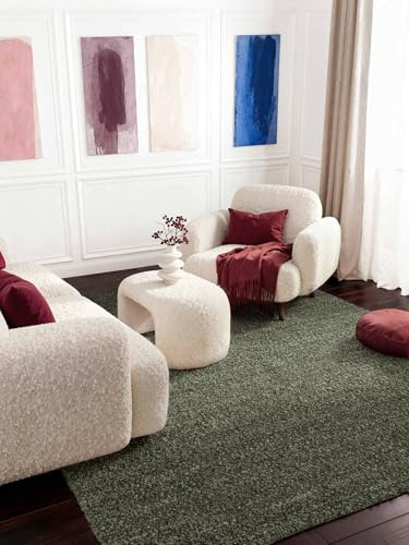 Ted Baker Kurzflor Teppich Portobello - Soft Bouclé Wohnzimmerteppich, Handgewebt & Weich, Woll-Look, Schlingen Teppich Flauschig für Wohnzimmer, Schlafzimmer, Esszimmer – Grün, 200x290 cm