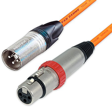 Switched Neutrik XLR to XLR Cables. Van Damme Balanced Cable. NC3FXS Mic Leads (40m, Orange)