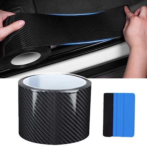STARPIA Protezione per Paraurti per Auto Antigraffio, 10M Fibra di Carbonio Rivestimento Adesivo Nero Car Sticker Wrapping Auto e Moto (3cm x 10m)