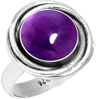 Jeweloporium Violett Echt Amethyst 925 Sterling Silber Ringe für Damen mit Stein Handgefertigt Silber Ringe Größe 69(22.0) Weihnachten - Geschenk Cocktail Schmuck