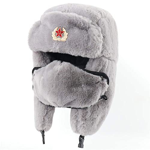 Russen Mütze Herren Winter Thermal Bomber Hüte Frauen Männer Sowjetarmee Militärabzeichen Russland Hut Ohrenklappe Schneekappen-Gy_Soviet_Badge
