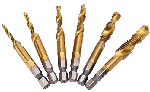 Gewindebohrer, 6-teiliges Maschinen Gewindebohrer Set M3-M10 Hochgeschwindigkeitsstahl Titanbeschichtetes Sechskant Gewinde Gewindebohrer