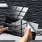 Hiseng 24/48 Pièces Rectangle Adhésive Décorative à Carreaux pour Salle de Bains et Cuisine Stickers Carrelage, Motif Marbre Mosaïque Imperméables 3D Adhésive Décoration (Noir Marbre,24Pièces)