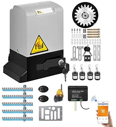Door Opener Motorisation Kit + 4 Remote Controls + 5 Racks, Zinc-Plated Metal + LED Light + Smart WIFI Receiver - 600 kg 12 m Maximum by Canopy - Controlled from Portable