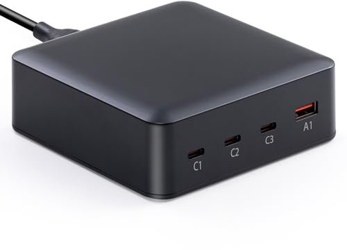 USB C Chargeur 203W/200W (100W+65W+20W+18W) Alimentation Adaptateur Secteur 4-Port Station de Charge Compatible avec MacBook Pro/Air, Lenovo, Dell, HP, Smartphones et Plus