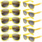 FSMILING Set Sonnenbrille, rechteckig, Vintage, 80er Jahre, Partybrille, Fantasie, für Männer und Frauen, 10 Stück, gelb