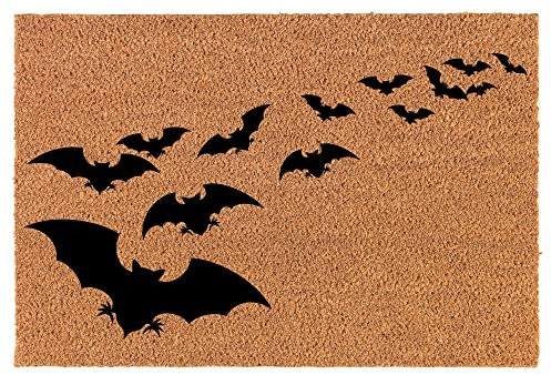 Welcome Doormat Natural Coco Coir Door Mat Halloween Bat Colony (30 x 18)