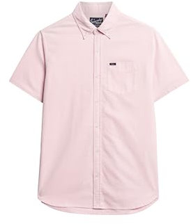 Superdry Vintage Oxford S/S Shirt Chemise, Rose (City Pink), L Homme