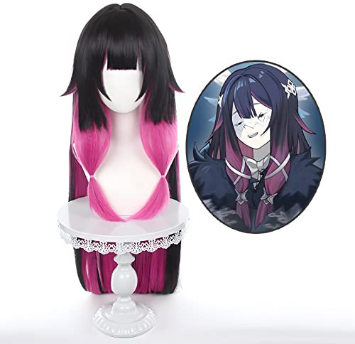 Anime Cosplay Perücke, Genshin Impact Perücke, mit zwei Perückenkappen, für Halloween, Party & etc. (Damselette Colombina Cosplay)