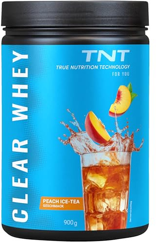 TNT Clear Whey Protein Isolate - 900g - Pfirsich Eistee | High Protein Drink - Erfrischend fruchtiger Drink - Über 80% Eiweiß - Leichter Shake - Ohne Zuckerzusatz