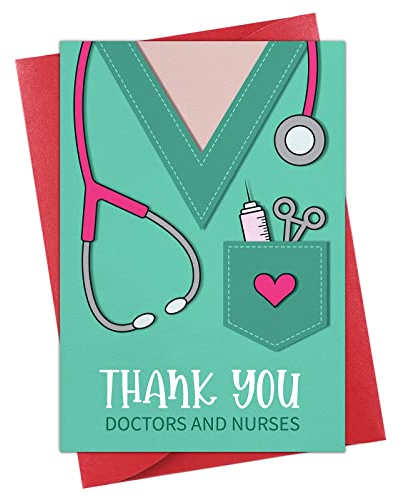 WhatSign Dankeskarte, Krankenschwester- und Arztkarte, Krankenschwesterwoche, Wertschätzungskarten, Dankeschön, Arzt, Ärzte, Krankenschwestern, Geschenkkarte mit Umschlägen