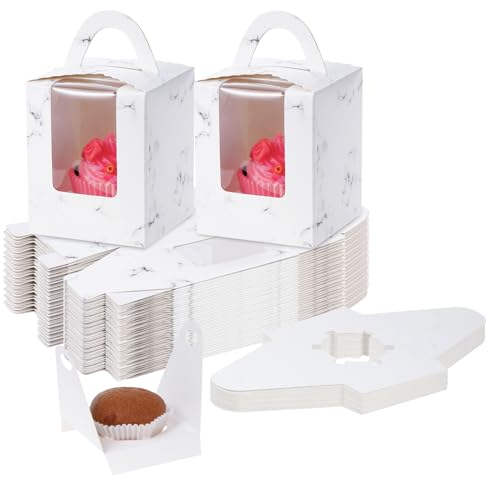 TsunNee 30 einzelne Cupcake-Boxen mit verstellbaren Einsätzen, einzelne Cupcake-Boxen, Papier-Bäckerei-Boxen für Geburtstag, Hochzeit, Babyparty, Partygeschenke