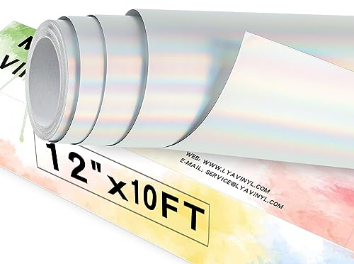 Lya Vinyl Matte Holografisch Vinylfolie Plotter 30,5 cm x 304,8 cm Plotterfolie Selbstklebend Chrom Vinyl Rollen für Cricut, Silhouette Cameo für Tasse, Fenster, Kunststoff