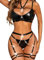 RSLOVE Completo Intimo Donna Sexy Set di Lingerie Reggiseno e Slip con Giarrettiera 6 Pezzi Nero XXL