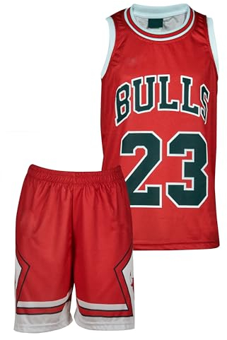Amdrabola Basketball Kinder Trikot Bausatz, Rot, Komm mit Shorts Basketballfans (164,Rot)
