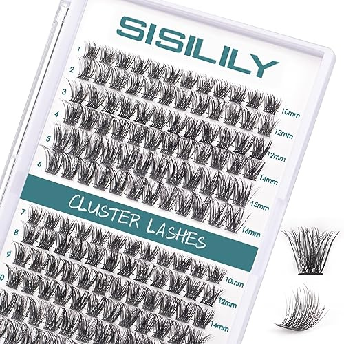 Eyelashes Individual SISILILY Cluster Lashes 144 Lash Clusters Indiviudual Lashes DIY Lash Extensions C D Curl Cluster Eyelashes Reusable False Eyelashes 3D Wispy Fluffy 10-16mm Length (DM17plus-mix)