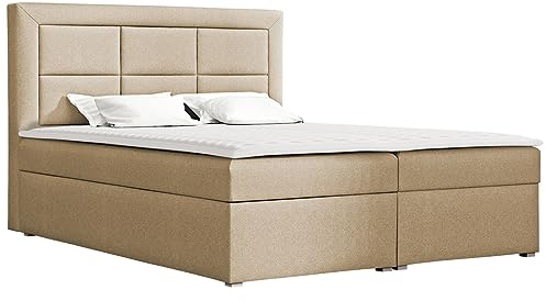 Mirjan24 Boxspringbett Prima Box mit 2 Bettkasten, Bonell-Matratze und Topper Farbauswahl, Ehebett, Doppelbett, Amerikanisches Bett, Continentalbett (Victoria 14 853, 180 x 200 cm)