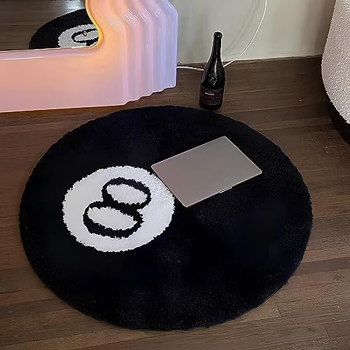Pinkrin Mikrofaser Runder 8 Ball Teppich - Plüsch und weich, rutschfest 8 Ball Rug Nicht fusselnder, 8ball Rug für Wohnzimmer, Esszimmer, Schlafzimmer, Dekoration, 60 cm