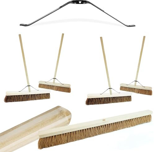 18, 24 Or 36 Indoor Outdoor Garage & Yard Broom Soft Or Hard Bristle Sweeping Brush With Long Handle (1, 36 Bassine Hard Bristle)