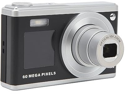 Fotocamera Digitale 4K da 60 MP, Fotocamera per con Doppio Schermo HD IPS Anteriore e Posteriore, Mini Fotocamera Digitale Portatile Compatta, Zoom Ottico 10X, Luce di