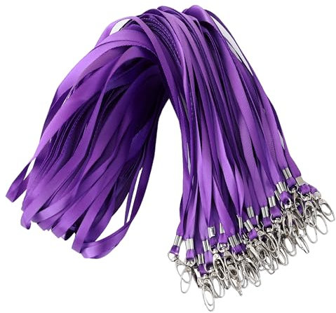 ROSSHINE Lot de 50 cordons tour de cou en nylon pour clés, cartes d'identité, badges, porte-badges, avec crochet pivotant, idéal pour le personnel, les étudiants, les médecins, les visiteurs