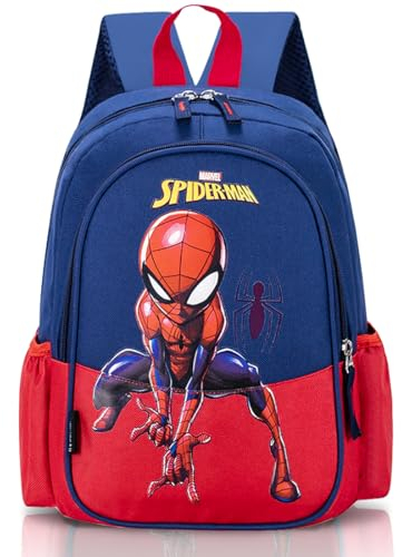 Menelos Kindergartenrucksack Jungen, Kinderrucksack Jungen, Kindergarten Rucksack für Jungs, Kinder Tasche mit Cartoonmuster 31 x 21 x 15cm (Rot + Blau)