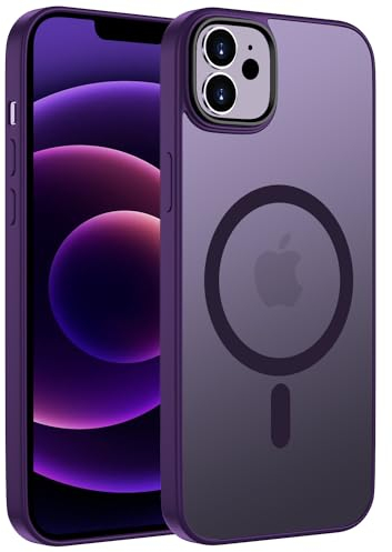 ORDA für iPhone 12 Hülle 6.1 Zoll Kompatibel mit MagSafe,Magnetisch Handyhülle für iPhone 12 Pro Case Durchscheinende Matt Rückseite für iPhone 12/12 Pro Dünn Stoßfest Schutzhülle Lila