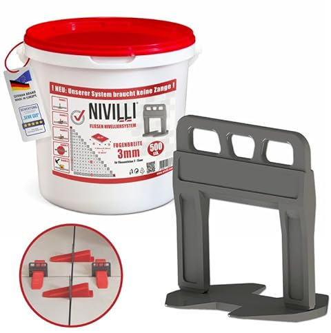 Nivilli KEILY - 500x Laschen. Zangenloses technisch hochwertiges Nivelliersystem. DAS BESTE ZUM GÜNSTIGEN PREIS! (3.0mm Fugenbreite, Materialstärke 3-15mm)
