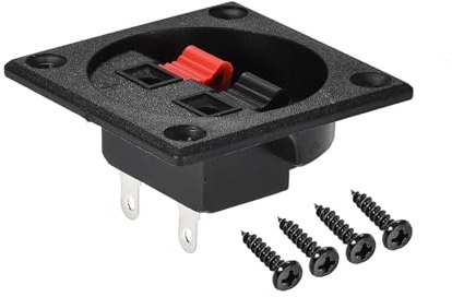 Rebower Spring Push Release Socket 2 Position Speaker Terminal Connector with Screws, [for Speaker, Audio Player] - Red Black / 2 Pcs