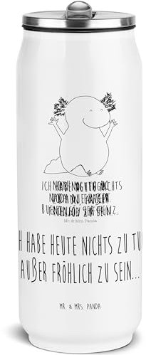 Mr. & Mrs. Panda Getränkedosen Trinkflasche Axolotl Hurra - Geschenk, Motivation, fröhlich, Lurch, Molch