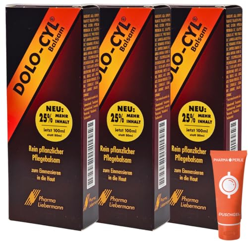 DOLO-CYL Balsam 3x 100 ml I Pflegebalsam mit ätherischen Ölen I Muskelschmerzen I Verkrampfungen I Muskelkater I Verspannungen I Arnika I Johanniskraut I Spar-Set plus Pharma-Perle give-away