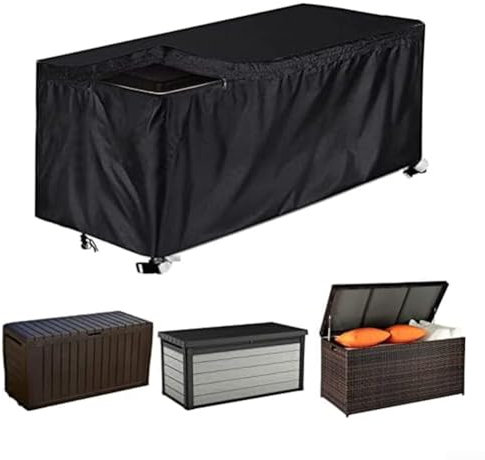 Patio Deck Box Cover, 210D Waterproof Garden Storage Box Cover For Outdoor Furniture Rectangle Black(S:123 * 62 * 55cm)