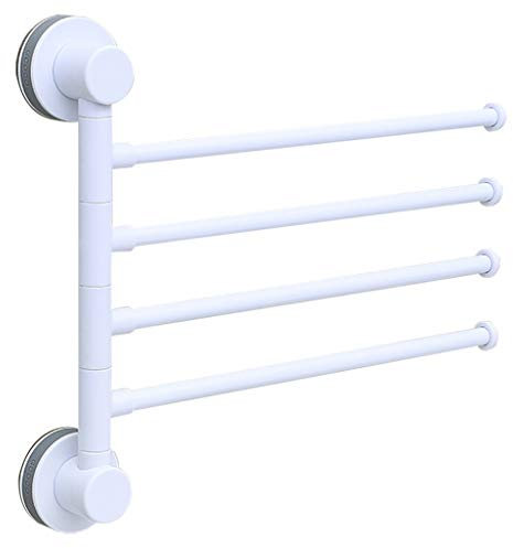 Generic Porte-serviettes mural à 4 bras pivotant, Blanc, ABS, 31,5 x 38,5 x 5,4 cm, Fixation ventouse, Résistant à l'humidité, Design contemporain, Simple, Brute