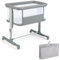 COSTWAY 3 in 1 Beistellbett, Reisebett Baby mit Matratze, Babybett & Babywiege & Kinderbett 5-stufig höhenverstellbar neigbar, Stubenwagen mit Tragetasche bis 9kg belastbar (Hellgrau)