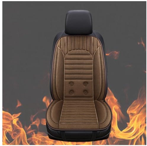 Wizvox 12V Sitzheizung Auflage, Schnelle ErwäRmung, Bequem Und Atmungsaktiv, rutschfest SchonbezüGe füR Autositze, füR Den Einsatz Im Auto Geeignet,Coffee-Singleseater