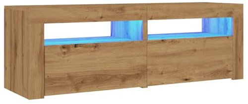 vidaXL TV Schrank, Fernsehtisch mit Stauraum LED-Leuchten, Lowboard für Fernseher, Fernsehschrank für Wohnzimmer, Artisan-Eiche Holzwerkstoff