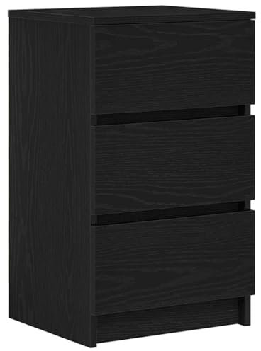 vidaXL Nachttisch mit 3 Schubladen Schwarz 39x35x65 cm, Nachtschrank, Nachtkommode, Betttisch, Nachtkonsole, Bettschrank, Beistelltisch Schlafzimmer