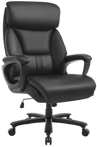 WOLTU Sedia Ergonomica Da Ufficio, Poltrona Direzionale, Sedie Ufficio Regolabile in Altezza con Meccanismo Basculante, PU, Nero