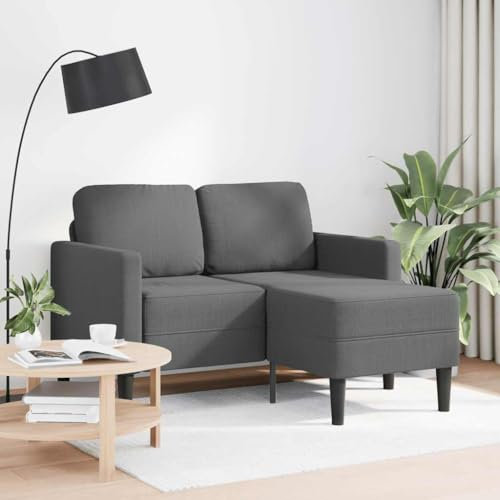 LAPOOH 2-Sitzer-Sofa mit Chaiselongue L-Form Dunkelgrau 125 cm Stoff, Loungesofa, Sofas & Couches, Relaxsofa, Couch für Wohnzimmer, 4107062