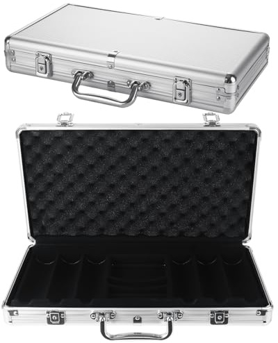 Acrux7 300PCS Capacity Empty Poker Chip Cases Aluminum Alloy Poker Chip Display Case with Key and Lock