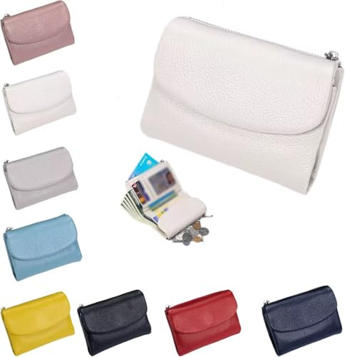 HUTRADE Damen-Geldbörse, Unisex-Geldbörse aus Kieselleder,for den täglichen Gebrauch von Männern und Frauen(Off-White)